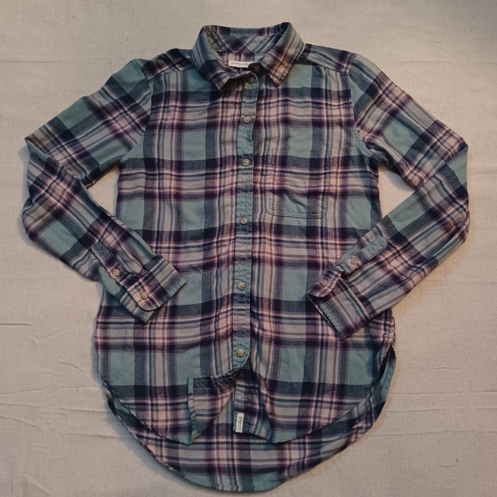 American Eagle Outfitters Plaid Flannel Boyfriend Fit Shirt Women's Size XS